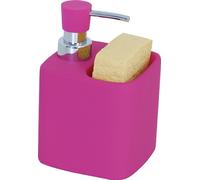 MSV Dispenser Sapone Porta Spugna in Ceramica Malaga Rosa