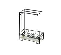 Porta Spugne da Cucina Porta Stracci da Cucina con portaoggetti for Strofinacci a Parete Non Perforato (Color : Black, Size : As Shown)