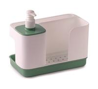 Snips Riordinello Dispenser Sapone con Porta Spugne e Guanti, Colore Bianco Verde, 21 x 12 x 18 cm, 400 ml, Organizzatore Lavello Made in Italy
