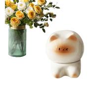 Porta stuzzicadenti - Dispenser porta stuzzicadenti | Scatola in ceramica per filo interdentale e tampone di cotone, statuette di gatto per scrivania, filo interdentale, antipasto per la pulizia dei