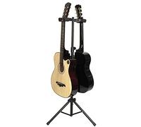 Porta Supporto Chitarra da Terra Rack per 2 chitarre con supporto per il collo/blocco, Portatile Pieghevole universale Supporto per treppiede per bassi, Regali per bambini per adulti, Stage Studios Sc