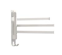Porta-T da parete a 3 bracci in acciaio inox, salvaspazio, girevole, con ganci, per bagno e cucina (bianco a 3 bracci)