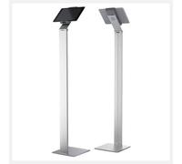 Durable 893223 Tablet Holder Floor, Porta Tablet da Pavimento, Sistema Antitaccheggio, Braccio Inclinabile, Scanalatura Passacavo, 270x1215x270 mm, Argento