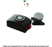 PORTA TAGLIAFUOCO ELETTROMAGNETE NERO SBLOCCO A 50 KG ALIMENT. 24 V ANTINCENDIO