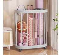 Porta tappetini da yoga con ruote omnidirezionali a 360°, supporto multifunzionale per tappetini e rulli in schiuma, scaffale organizer per yoga mat e foam roller(Gray,48x25.5x50cm/19x10x19.7in)