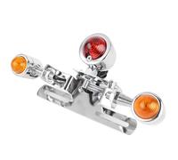 Porta Targa Moto Portatarga Universale Cromato Nero Per Moto, Fanale Posteriore, Indicatori Di Direzione Per Chopper, Bobber, Scrambler(Chrome)