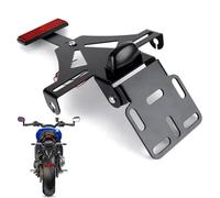 Porta targa moto, supporto per targa moto in alluminio, supporto regolabile per targa universale, con riflettore per targa, compatibile con la maggior parte delle moto