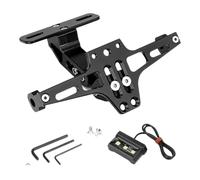 PORTA TARGA REGOLABILE MOTO ALLUMINIO CNC Nero UNIVERSALE LUCE TARGA LED