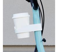 Porta tazza da caffè per bicicletta, supporto pieghevole per bottiglia d'acqua, senza trapano, supporto per bollitore per moto, bicicletta, scooter, 14 x 8,5 x 3,5 cm (bianco)