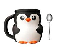 Porta tazza per gelato a forma di pinguini con manico antigelo e scomparto segreto per caramelle, doppio cucchiaio antigelo, porta pinta gelato