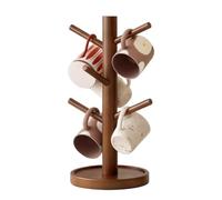 Porta tazze in legno, supporto per tazze da caffè, multi-gancio, con | L'organizer verticale a forma di albero tiene le tazze capovolte per un accesso rapido, una conservazione a secco e