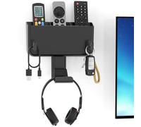 Porta Telecomando e Cuffie da Muro, Supporto per Telecomando a Parete con Divisorio Rimovibile, organizzatore telecomandi da parete Adesivo forte Incluso per Lettori Multimediali, Cuffie