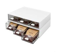 Porta Tisane Bustine, Porta Bustine The e Tisane e Scatola Porta Tisane con Cassetto, Organizzatore Bianco Plastica per The Caffè Zucchero, 21x14x5,8cm Confezione da 2