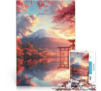 Porta Torii Fuji Giappone Fioritura dei ciliegi Puzzle da 1000 pezzi per adolescenti Gioco a quiz offerte come regali per tutta la famiglia 38x26cm