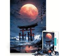Porta Torii sotto una luna rossa, puzzle da 1000 pezzi per adolescenti, gioco di logica, divertimento e svago, bordo trasparente, oggetto da collezione 50x75cm