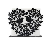 Porta tovaglioli con silhouette di uccellino innamorato - Decorazione da tavolo in ferro nero for casa e hotel - Supporto da tavolo Romantik 12x4x10,2 cm