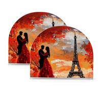 Porta tovaglioli da bagno in acrilico dipinto con Torre Eiffel per esterni, sala da pranzo, autoportante, decorazione per la casa per tavolo, cucina, confezione da 2