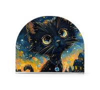 Porta tovaglioli in acrilico con gatto nero a forma di notte stellata, per feste, matrimoni, eventi, autoportante, per tavolo, decorazione per la casa, bagno, ristorante