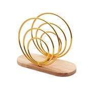Porta tovaglioli in ferro battuto - Supporto da tavolo verticale nero oro con base in legno - Design retrò cavo for bar(Golden)