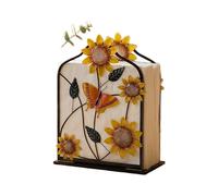 Porta tovaglioli in ferro nero decorato a mano con farfalla e accenti floreali