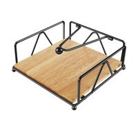 Porta tovaglioli in ferro piatto, porta autoportante, base in legno, quadrato, rialzato for cucina, ufficio, tavolo, riutilizzabile per Sala da Pranzo, Ufficio, Auto, Bagno