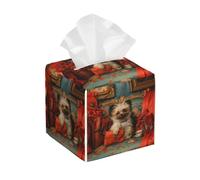 Porta tovaglioli quadrato in pelle, con motivo a cane Affenpinscher - Distributore di fazzoletti decorativo per bagno, camera da letto, interni auto e ufficio