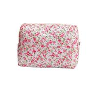 Porta trucchi 1PC Borsa for cosmetici Fiore stampato con cerniera gonfia Trucco Organizzatore di stoccaggio Borsa da toilette Borsa for cosmetici Borsa for cosmetici da viaggio grande(Color:A)