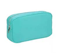 Porta trucchi Borsa for cosmetici Toppa con lettera Borsa da viaggio in nylon personalizzata Borsa da toilette Toppa for trucco Articoli da toeletta Borsa for cosmetici for ragazza(Color:Teal,Size:L)