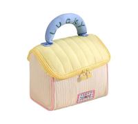 porta trucchi Borsa for il trucco a forma di casa, organizer portatile for il trucco da viaggio con tasche laterali, doppie cerniere e ricamo portafortuna for ragazze beauty case(Geel)