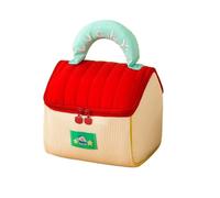 porta trucchi Borsa for il trucco a forma di casa, organizer portatile for il trucco da viaggio con tasche laterali, doppie cerniere e ricamo portafortuna for ragazze beauty case(Rot)