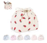 Porta Trucchi da Borsa Grande Pochette Donna Trucco Piccolo Beauty Case da Viaggio Cordoncino per Cosmetici Accessori Organizer Trousse da Borsetta Ragazza Portatile per Amica Compleanno(Fragola)