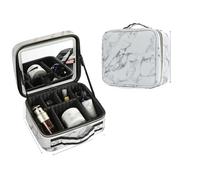 Porta Trucchi da Viaggio Custodia for cosmetici illuminata con specchio in pelle PU, portatile, da viaggio, for il trucco, impermeabile, da viaggio Travel Makeup Bag with Led Mirror