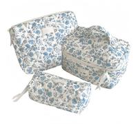 Porta Trucchi da Viaggio in Cotone Morbido,Trousse Organizer per Cosmetici in Cotone Floreale,3 pezzi Borsa da Toilette,Beauty Case Morbido,Adatto per Viaggiare,Fare Shopping