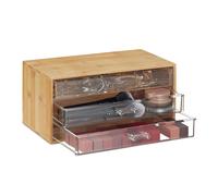 Porta trucchi Organizer cosmetici Portaoggetti in bambù 3 cassetti Naturale