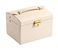 Porta Trucchi Organizer Custodia cosmetica in pelle PU a tre strati squisita alla moda con scatola regalo for riporre i gioielli da viaggio serratura e specchio Vanity(D)