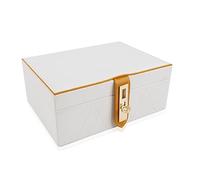 Porta Trucchi Organizer Portagioie multifunzionale creativo di modo con la scatola immagazzinaggio dei gioielli della serratura e dello specchio Colore bianco nero facoltativo Vanity(White)