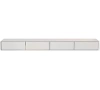 Porta TV A Parete in Legno Massello Porta TV da Soggiorno Galleggiante di Lusso Leggero con Armadi E Cassetti Molto Spazio di Archiviazione Salvaspazio, Sicuro E Durevole, White, 200 * 24 * 24cm