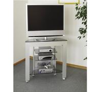 Porta TV Delta 84 Telaio in Alluminio anodizzato dimenssioni 84x36xh72 cm per TV al Plasma da 24 a 30 pollici in vetro acidato
