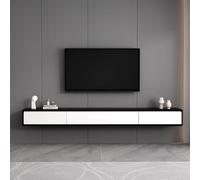 Porta TV Galleggiante 120-240cm Mobile TV A Parete Console Multimediale A Parete Con Ripiano Di Stoccaggio Console Multimediale Centro Di Stoccaggio Grande(Black-A,200 * 20 * 24cm)