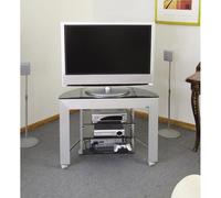 Porta TV Gamma 84 in alluminio anodizzato dimensioni 84x36xh57 cm per TV al Plasma da 24 A 30 Pollici in vetro acidato