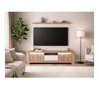 PORTA TV MOD. PALAZZO CM 170X42 H. 50 ROVERE WELLINGTON E BIANCO LUCIDO