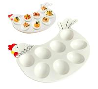 Porta uova alla diavola in ceramica per Pasqua, piatto in ceramica a forma di gallina, vassoio per uova alla diavola, vassoio per uova di Pasqua, piatto per uova alla diavola per cucina, frigorifero,