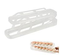 Porta Uova Automatico, 2 Livelli, Porta Uova da Frigo Salvaspazio Rotante, può Contenere 12-14 Uova, Portauova di Plastica, Contenitore per Uova, per Uova Fresche, Ideale per Cucina e Dispensa