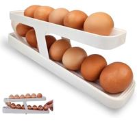 Porta uova da Frigo, Portauova Automatico a Gravità, 2 Livelli Contenitore per uova con Design a Rotolante Automatica, Contenitori Frigoriferi per uova, Può Contenere 13-14 uova Standard