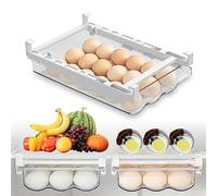 Porta Uova da Frigo, Portauova Frigorifero Uova, Cassetti Per Frigorifero, Portauovo Estraibile per Frigorifero, Contenitori per Uova a Cassetto in Plastica con Guida Scorrevole, Per Uova per 18 Uova