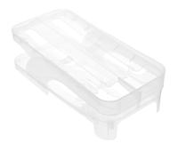Porta Uova da Frigorifero Doppio Strato in Plastica, Dispenser | Struttura Trasparente a Due Livelli, Meccanismo di Erogazione Automatica, per Uova di Gallina e Anatra