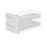 Porta Uova Frigo a Due Livelli Impilabile Cassetto, 36 Griglie | Plastica Bianca Trasparente, Design Coperto Maniglia, per Cucina e Dispensa