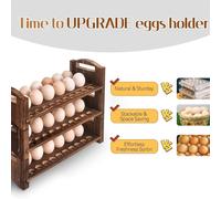 Porta Uova in Legno Naturale con Manico Laterale Contenitore Organizer per Uova