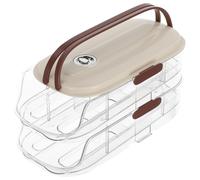 Porta Uova Rotante per Refrigeratore con Coperchio, Due Livelli | Plastica Trasparente, Maniglia Integrata, Struttura Sigillata, per Porta Laterale del Refrigeratore e Piano Cucina