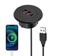 Porta USB incorporata - Passacavo rotondo, hub caricabatterie per mobili | Interfaccia di ricarica integrata a filo con 1,5 m, semplificando la gestione della scrivania, migliorando l'accessibilità